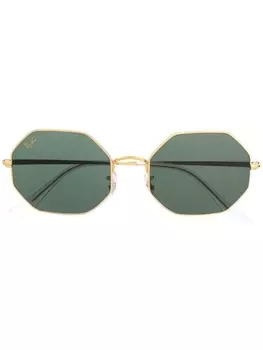 Ray-Ban солнцезащитные очки в геометричной оправе, золотистый
