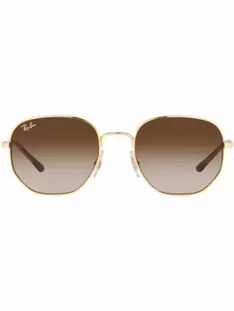 Ray-Ban солнцезащитные очки в геометричной оправе, золотистый