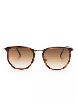 Ray-Ban солнцезащитные очки в геометричной оправе, коричневый
