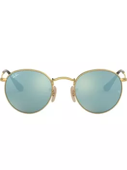 Ray-Ban солнцезащитные очки в круглой металлической оправе, золотистый
