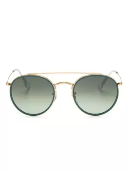Ray-Ban солнцезащитные очки в круглой оправе с двойным мостом, золотистый