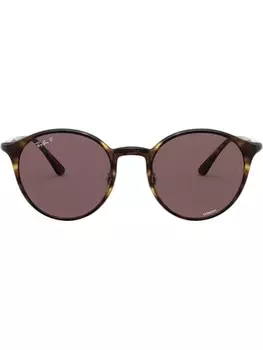 Ray-Ban солнцезащитные очки в круглой оправе черепаховой расцветки, зеленый