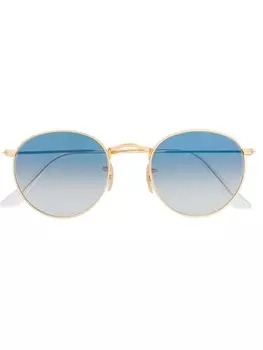 Ray-Ban солнцезащитные очки в круглой оправе, золотистый