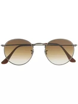 Ray-Ban солнцезащитные очки в круглой оправе, коричневый