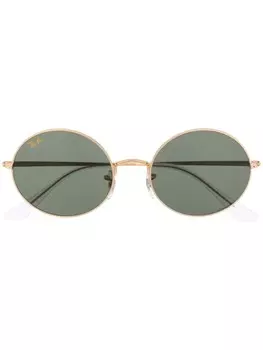 Ray-Ban солнцезащитные очки в овальной оправе, золотистый