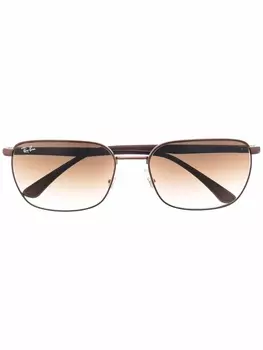 Ray-Ban солнцезащитные очки в прямоугольной оправе, коричневый