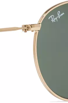RAY-BAN Солнцезащитные очки в золотистой круглой оправе, золото