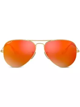 Ray-Ban зеркальные солнцезащитные очки Classic Aviator, золотой