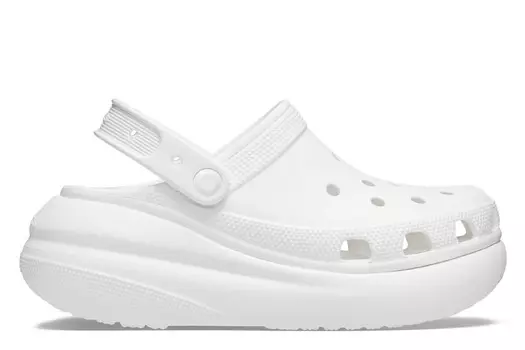 Раздавить сабо и шлепанцы на танкетке Crocs, белый