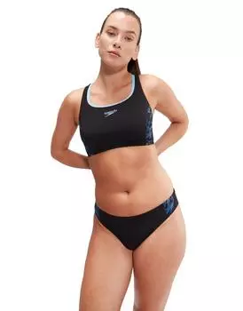 Раздельный купальник Placement Racerback - черный/синий Speedo, черный