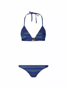 Раздельный купальник с монограммой Balmain, синий