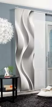 Раздвижная штора JAIR имитация шелка - волны, цифровая печать, 245х60 см, с фурнитурой HOME WOHNIDEE, серый