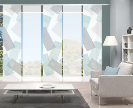 Раздвижная штора NAYAH, полупрозрачный, имитация бамбука, 260x60 см, графический мотив Vision S, бирюзовый