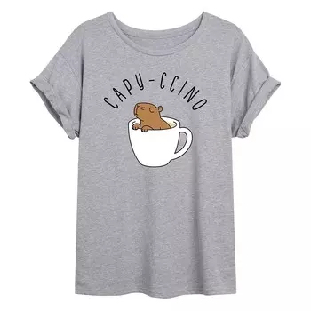 Размерная футболка с графическим рисунком Capy-Ccino для юниоров Capy-Ccino Coffee Licensed Character, серый