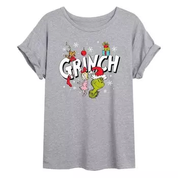 Размерная футболка с логотипом «Снежинки и подарки» для юниоров Dr. Seuss's The Grinch с графическим рисунком Licensed Character