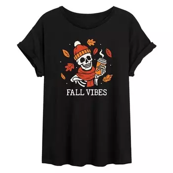 Размерная футболка с рисунком скелета Juniors' Fall Vibes Licensed Character, черный