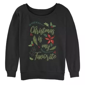 Свитшот с рисунком «Christmas for Juniors - Ferns and Floral Designs Are My Favorite» Licensed Character, черный