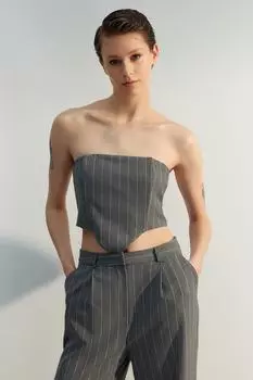 Разноцветная блузка из тканого материала в полоску без бретелек с корсетом Trendyol, разноцветный