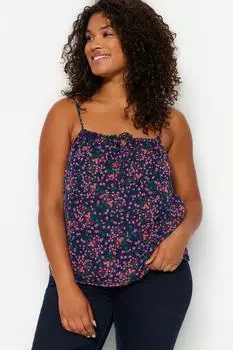 Разноцветная блузка с квадратным воротником и цветочным принтом Trendyol, разноцветный