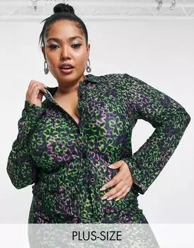 Разноцветная фактурная рубашка COLLUSION Plus с ромашковым принтом