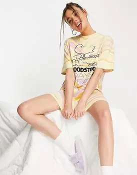 Разноцветная футболка для сна с принтом тай-дай ASOS DESIGN Woodstock
