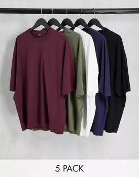 Разноцветная футболка оверсайз из 5 пар ASOS DESIGN
