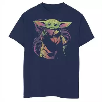 Разноцветная футболка с рисунком Swirl Force для мальчиков 8–20 лет, Star Wars: The Mandalorian The Child, также известная как Baby Yoda Star Wars, синий