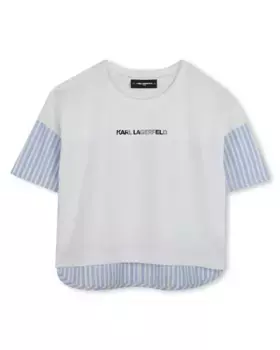 Разноцветная хлопковая футболка для девочки Karl Lagerfeld Kids, многоцветный