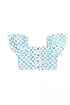 Разноцветная короткая блузка с принтом Nicole Miller, мультиколор