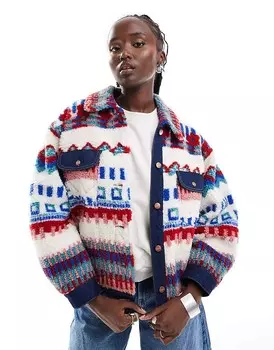 Разноцветная куртка дальнобойщика Wrangler aztec borg