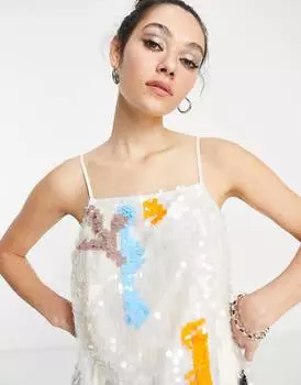 Разноцветная майка премиум-класса с пайетками Topshop