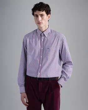 Разноцветная мужская рубашка м/л. синие/бордовые полосы Paul & Shark, белый