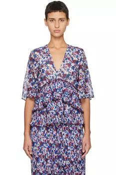 Разноцветная плиссированная блузка GANNI