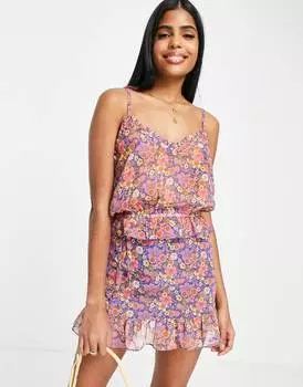 Разноцветная прозрачная майка Topshop co-ord с цветочным принтом