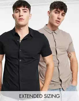 Разноцветная рубашка из джерси с 2 пуговицами ASOS DESIGN