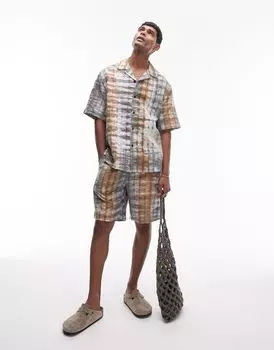 Разноцветная рубашка из хлопчатобумажной ткани Topman с короткими рукавами и принтом тай-дай