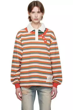 Разноцветная рубашка-поло из пике с длинными рукавами и вставками Andersson Bell