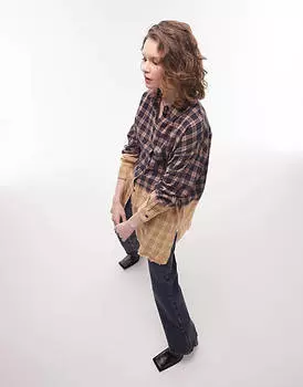 Разноцветная рубашка в клетку Topshop