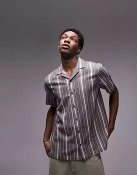 Разноцветная тканая рубашка в полоску с короткими рукавами и повседневным воротником Topman