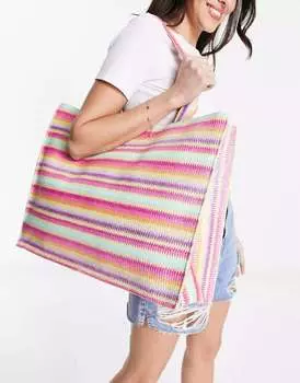 Разноцветная тканая сумка-тоут в полоску South Beach