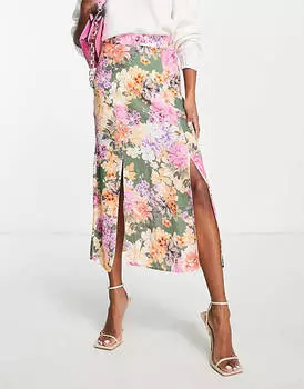Разноцветная юбка миди с цветочным принтом Nothing's Child Petite Sara