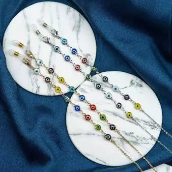 Разноцветная защита от сглаза, 55 см, солнцезащитные очки для чтения, ремешок-цепочка для очков The Colourful Aura, серебро