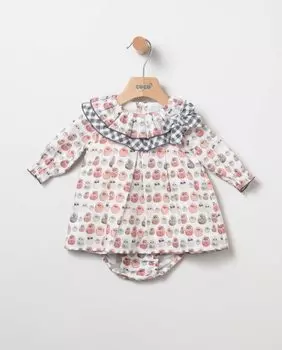 Разноцветное платье для девочки с совами Coco Acqua, мультиколор