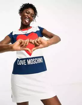 Разноцветное платье-футболка в полоску Love Moschino