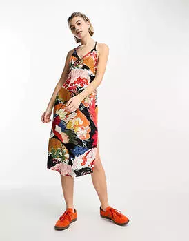 Разноцветное платье-комбинация миди с бретельками Superdry vintage