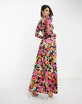 Разноцветное платье миди с длинными рукавами и цветочным принтом AFRM Loraine