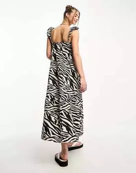 Разноцветное платье миди с зебровым принтом Whistles Mountain