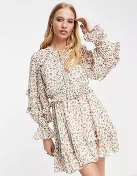 Разноцветное платье мини с цветочным принтом Topshop