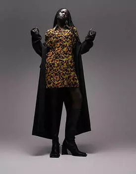 Разноцветное платье-рубашка с изображением животных Topshop