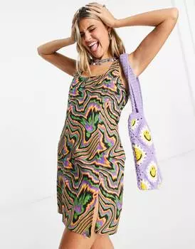 Разноцветное платье свободного кроя COLLUSION с абстрактным принтом